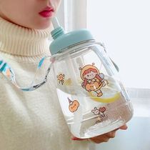 Large capacity travel cup high value cute student with straw water bottle plastic water cup female Net Red Kettle