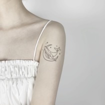 AnOtherTattoo ins Whale tattoo stickers with pure desire and fresh lines running to the sky buy one get one free