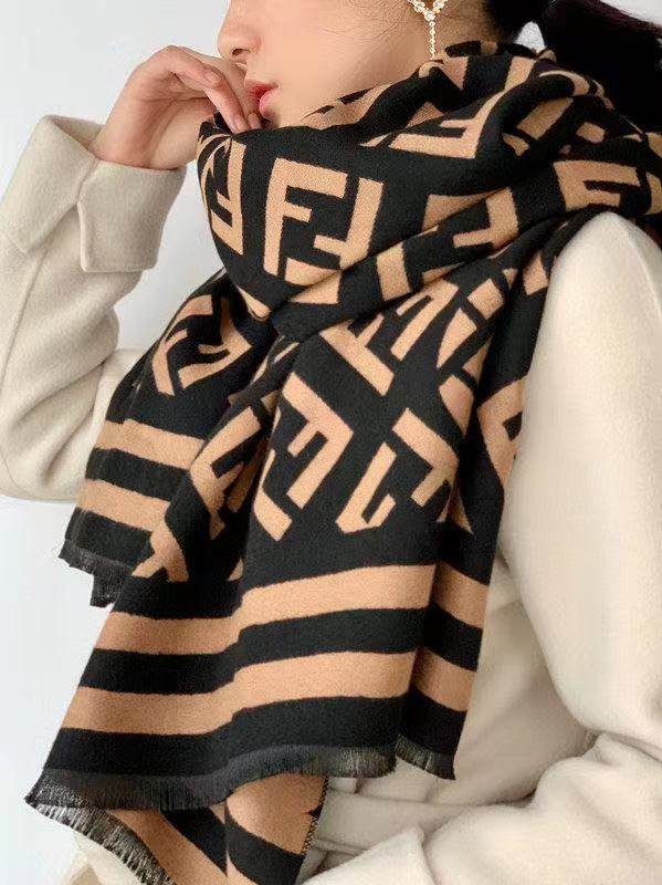 秋冬经典双字母f围巾ins网红同款仿羊绒双面百搭保暖老花披肩围脖