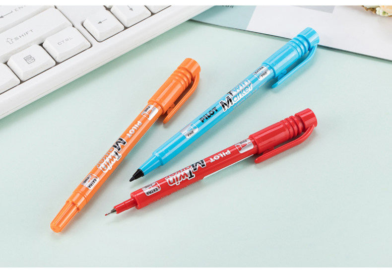 日本pilot百乐sca-tm彩色油性记号笔 两头书写纤维笔头学生勾线笔