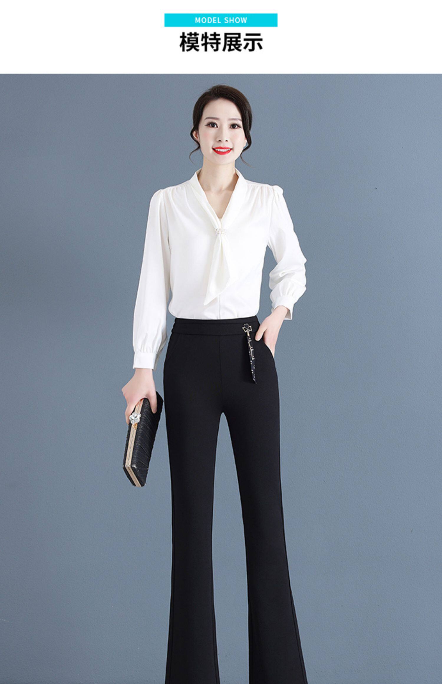 郑州女裤职业装裤子女新款2025爆款春季微喇裤高腰显瘦弹力时装裤