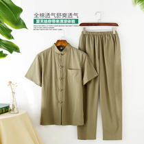 Summer Chinese men's clothing Chinese style Tangdao men's young men's thin short-sleeved Han costume suits for monk costumes