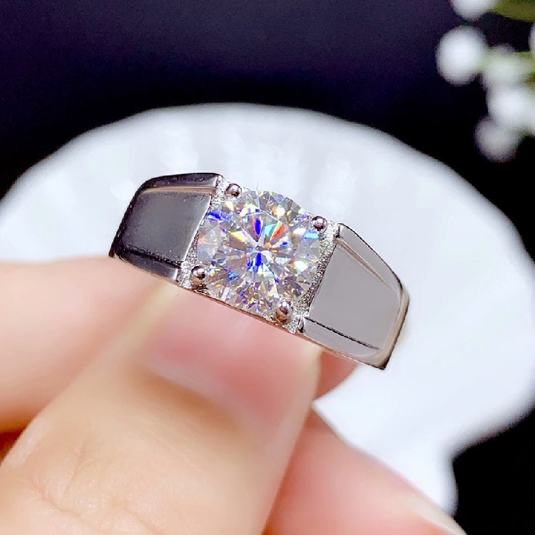 克拉钻男戒托925银戒指空托 50分-3克拉莫桑钻戒拖镶嵌戒子空拖