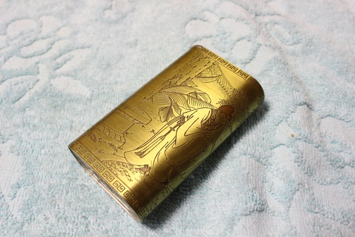 纯铜旱烟盒 高档烟丝盒烟叶盒复古便携 雕刻字 荷花 年年有鱼包邮