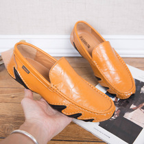 Tang Elaine 2022 Winter new Inlan casual leather shoes men driving single shoes eight-claw fish bean-bean shoes mens sloppy shoes