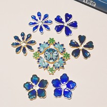 New Jingtai Blue Craft Drop Oil Flowers A49 Ancient Wind Hair Accessories DIY Material Alloy Accessories Bridal Head Ornament