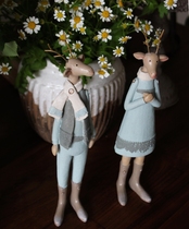 Special promotion pair of 58 yuan American country style high-grade resin imitation cloth couple deer ornaments