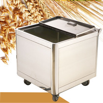 Factory direct double stainless steel flour truck Commercial extra thick 50 kg powdered sugar storage kitchen rice noodle bucket insect-proof