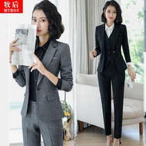 Long-sleeved small suit Womens jacket suit large size slim professional formal temperament autumn and winter new Korean version of a button