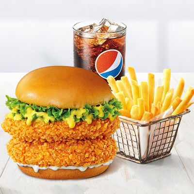 【渠道专享】德克士 双层香酥脆鸡堡单人餐三件套 单次兑换券