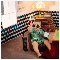 Personality Tide Clapping Fashion Mini Mahjong Folding Table Movie House Children Rego Props Vintage Port Wind Baby Photo Props