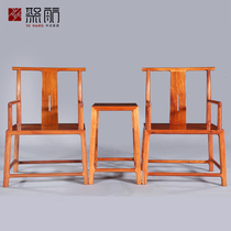 Poly Navigation National Standard Red Wood Furniture Pure Myanmar Flowers Pear Wood Song Style Official Hat Chair Three Sets New Chinese Style Chair Circle Chair