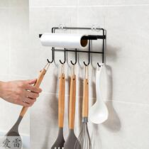 Powerful Wall Wall roll paper holder wall viscose kitchen iron bathroom non-perforated towel cabinet adhesive hook hook hook hook