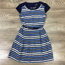 Attachments P series PROW62403E Korean version of the personality short-sleeved striped contrast dress 2021 spring and summer models
