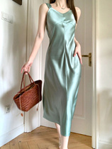 2022 Summer new style High level design Sensation Harness with dress female inside lap High waist satin fairy Long dress