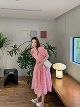 2022 Summer new sweet and gentle wind pink Pink Blossom with dress design Sensation Bubble Cuff Closets Slim long dress