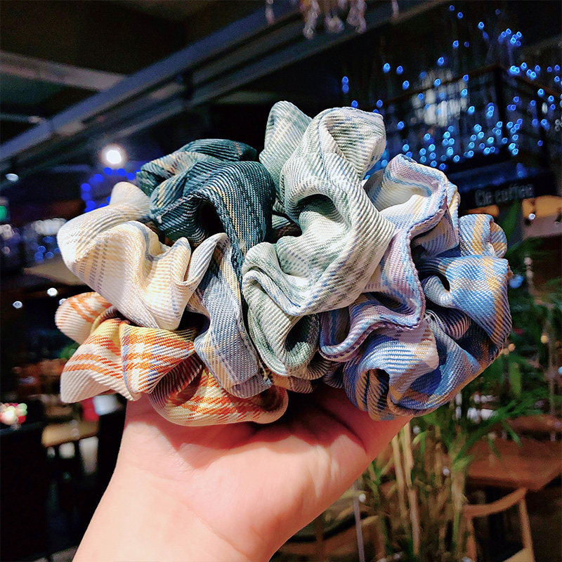 bm大肠发圈韩国ins网红少女扎头发圈发饰套装jk格子布艺发绳头饰