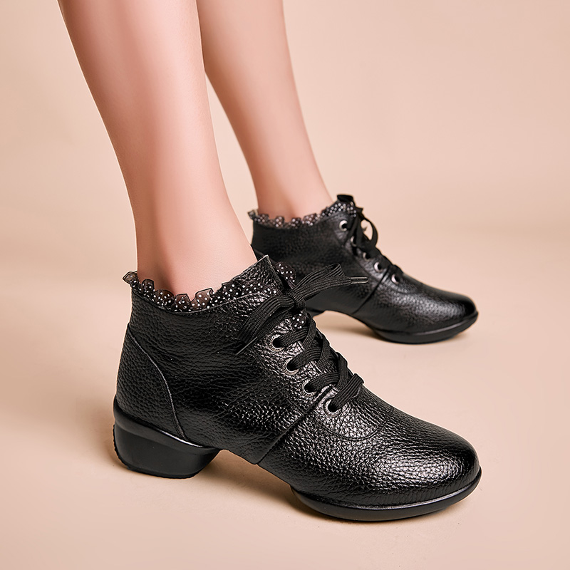 舞随心动春秋季新款广场舞女鞋真皮现代舞蹈鞋女软底透气跳舞鞋