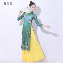 Classical dance body rhyme long shirt practice uniform female adult Chinese ancient style Net gauze clothing body cheongsam performance dance costume