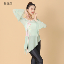 Dance unbounded classical dance costume female elegant charm gauze Chinese style folk dance practice uniform slim top