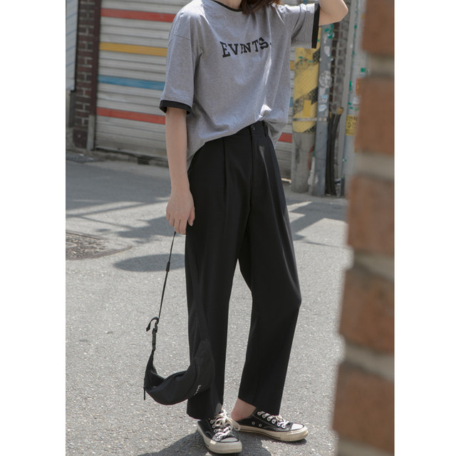 Hello Cannon Straight high waist casual pants female 2020 spring and summer new Hong Kong flavor loose loose thin wide leg pants Hello Cannon Straight high waist casual pants female 2020 spring and summer new Hong Kong flavor loose loose thin wide leg pants