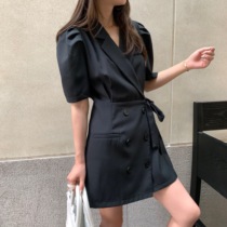 Goddess Fan dress female 2020 new summer light mature wind suit dress waist slim skirt temperament small black dress