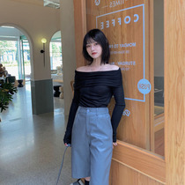 MLS heart machine shoulder wool sweater 2021 New slim long sleeve knitted top with black base shirt