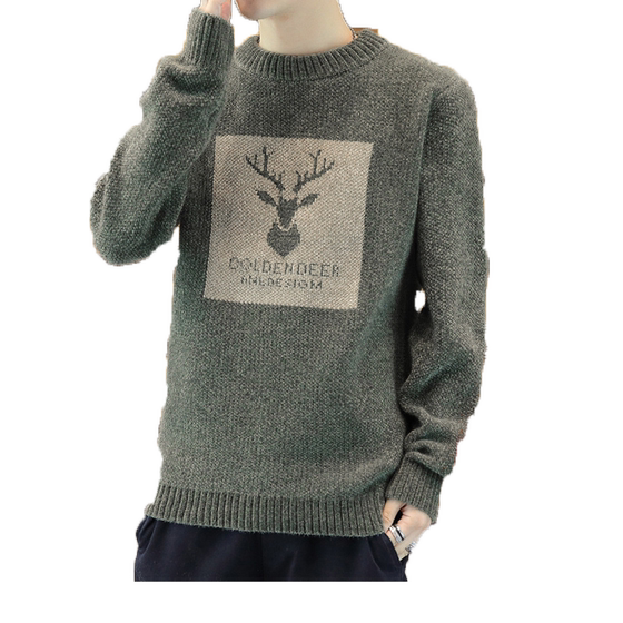 Sweater men's winter 2025 new knitted tops plus velvet thickened warm clothes for teenagers in autumn and winter middle school students Sweater men's winter 2025 new knitted tops plus velvet thickened warm clothes for teenagers in autumn and winter middle school students