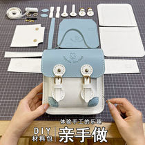 diy hand woven glasses bear leather bag children gift inclined satchel woman cartoon single shoulder bag backpack material bag