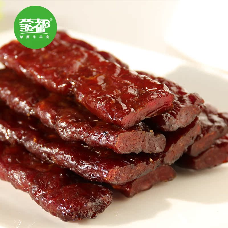 蒙都风干牛肉干内蒙古特产 正宗手撕牛肉干 清真零食牛肉棒200g产品展示图1