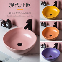Creative art table basin color ceramic wash basin single basin bathroom washbasin Nordic balcony wash basin