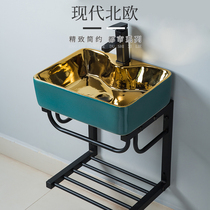 Nordic light luxury wall type simple bracket washbasin floor wash basin ceramic wash table