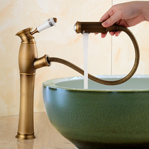 All copper bathroom faucet single hole basin faucet hot and cold basin faucet European retro faucet gilded faucet