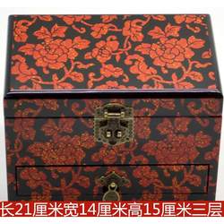 High-end Shanxi Pingyao polished lacquer jewelry box wooden retro Chinese style wooden solid wood cosmetic box Chinese style belt