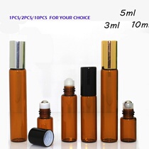 3 Pcs Amber Glass Roller Ball Essential Oil Perfume Bottle