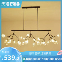 Nordic restaurant light Simple modern long LED firefly lighting Shop bar creative living room light luxury chandelier