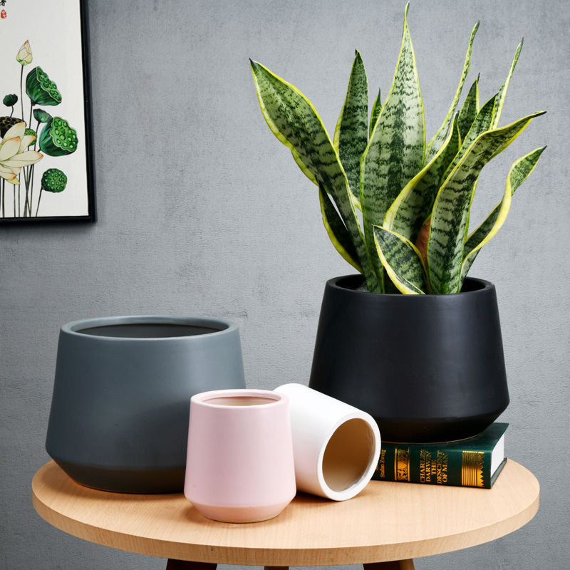 Geometric flowerpot ceramic oversized bag mail European contracted desktop money plant flower pot FaYa polychromatic light easy collocation