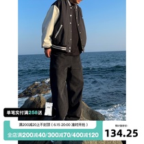 SANBAI THREE HUNDRED DAYS ENSEMBLE RETRO DENIM PANTS TIDE INS WASHED BASE MEN LONG PANTS STRAIGHT BARREL LOOSE PANTS MAN