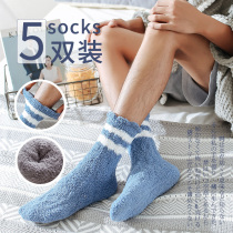 Coral velvet socks mens winter socks home adult towel floor socks autumn and winter thick warm sleep stockings