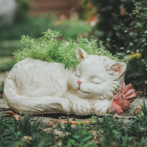 White Kitten Flower Pot with Bow can Grow Succulents Creative Resin Balcony Garden Flower House Flower Vase