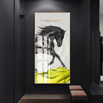 Horse to success porch decorative painting light luxury corridor aisle hanging painting modern simple living room entrance hall murals