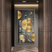 Nine Fish Tutu New Chinese Guan Guan Decoration Painting Big Upscale Hanging Painting Light Extravagant Atmosphere Into Door Wall Painting Veranda Painting Vertical version