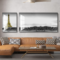 Romantic Paris living room decorative painting modern minimalist sofa background wall large murals black and white atmospheric wall hanging painting