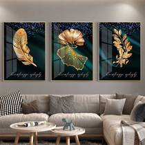 Nordic style living room decoration painting modern simple model room light luxury hanging painting restaurant Vertical mural golden feathers