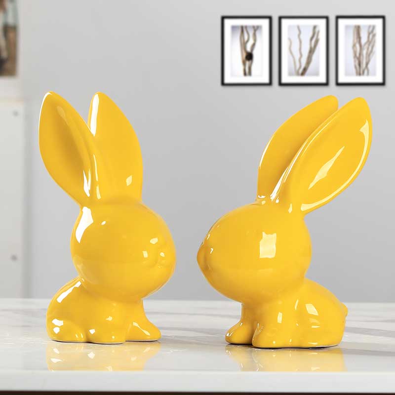 Modern household adornment ark, creative craft gift porcelain rabbit sitting room office desktop small ornament furnishing articles