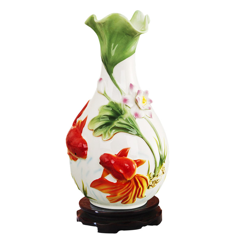 Jingdezhen ceramic gift of home furnishing articles household decoration decoration flower goldfish enamel porcelain vase