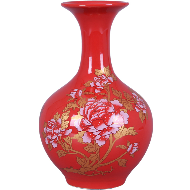 Strong sequence of jingdezhen ceramic vases, large Chinese red porcelain vase landing place wedding household decorations