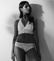 Special~NEW white lace hanging neck beautiful back ultra-thin no steel ring sexy bralette set bra underwear female 7075