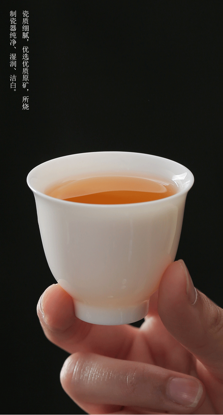 陶瓷小茶杯6只装家用功夫茶具品茗杯茶盏主人杯德化白瓷茶杯套装