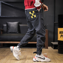 Autumn and winter jeans mens loose Tide brand overalls mens fat plus size casual pants dad Harlan trousers
